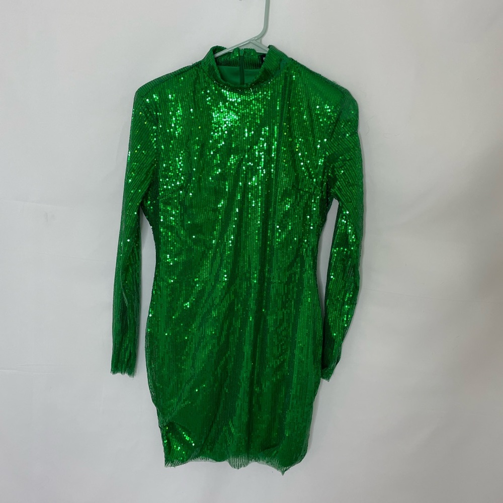 Simple Green Sequin Cocktail Dress